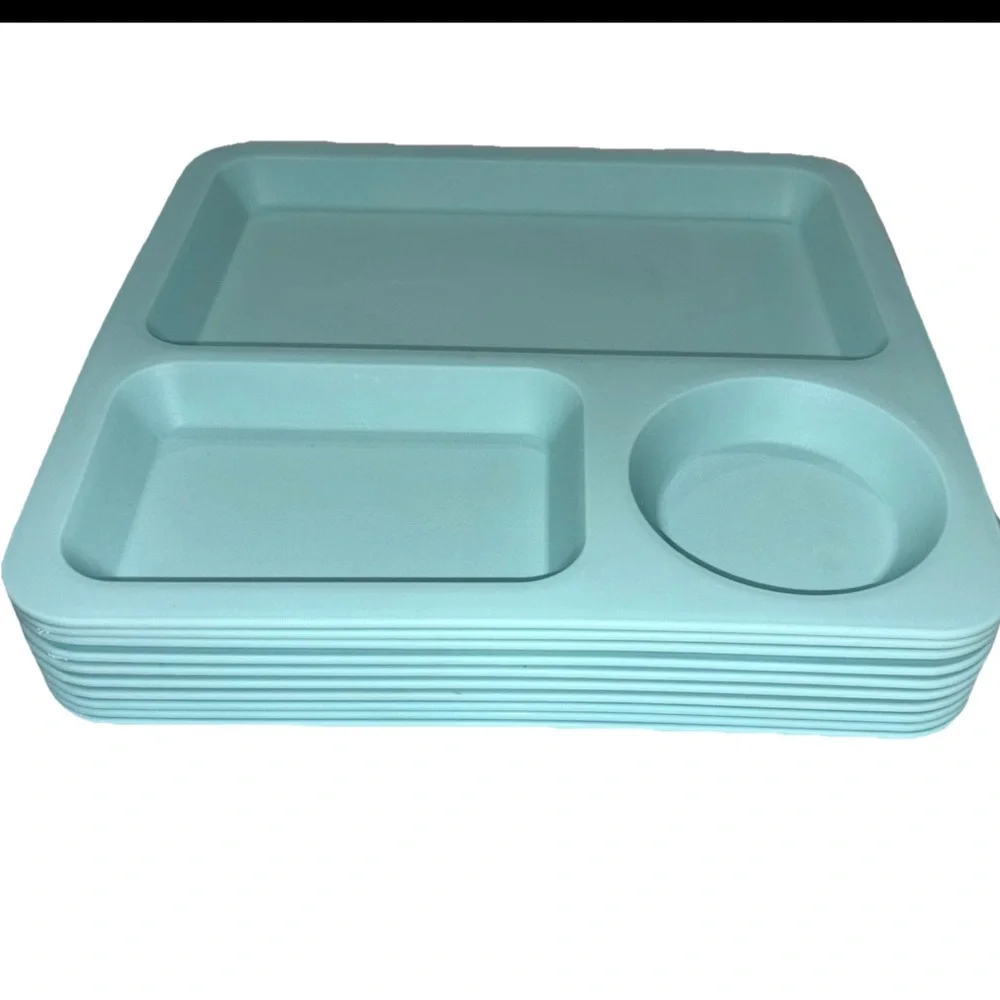 5 Divided Plates Trays Blue 3 Section Unbreakable BPA Free Pillowfort Kids Dish